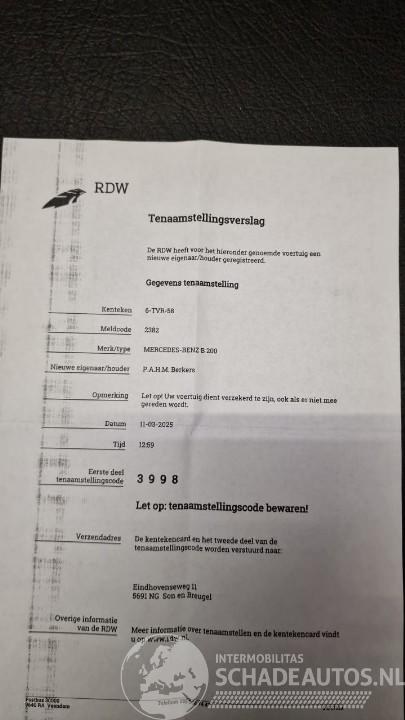 Mercedes B-klasse B (W245) Hatchback 2.0 B-200 16V (M266.960) [100kW]  (03-2005/11-2011)=