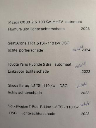 skadebil auto Mazda CX-30 2.5  - 103 Kw MHEV. Automaat Homura 2025/9
