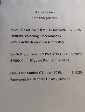 Vaurioauto  passenger cars Mazda CX-60 2.5 PHEV  Homura 2025/12