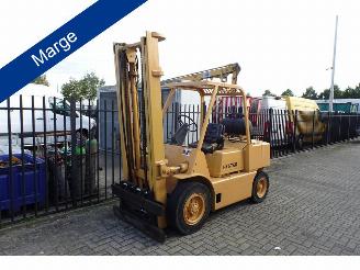  Hyster  h 80 e vork heftruck met lange vaste lepels 1985